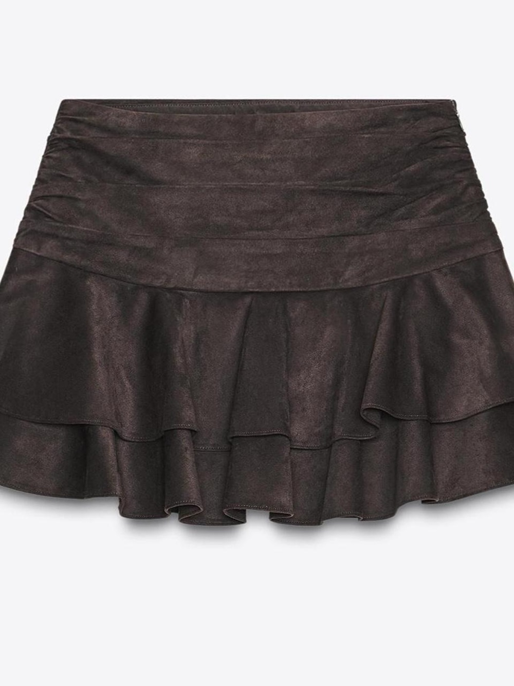 Suede Ruffle Mini Skirt (fall fashion)